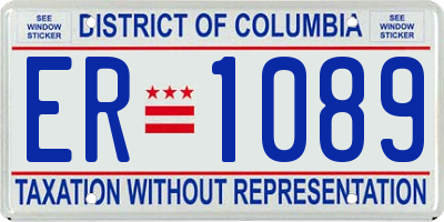 DC license plate ER1089
