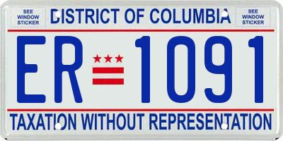 DC license plate ER1091