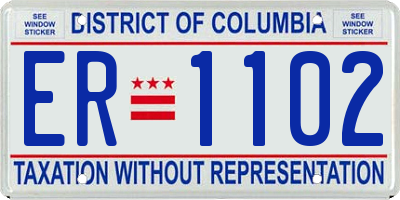 DC license plate ER1102