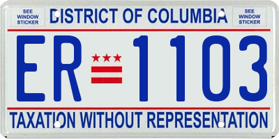 DC license plate ER1103