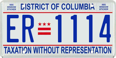 DC license plate ER1114