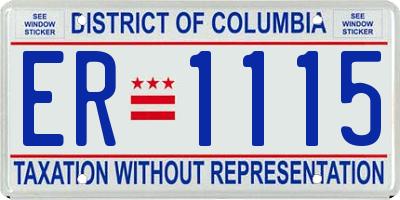 DC license plate ER1115