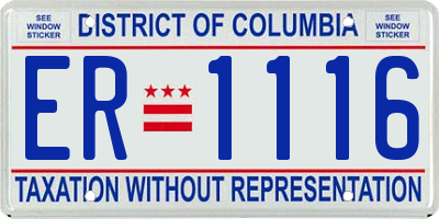 DC license plate ER1116