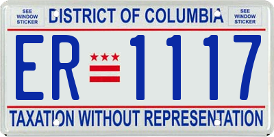 DC license plate ER1117