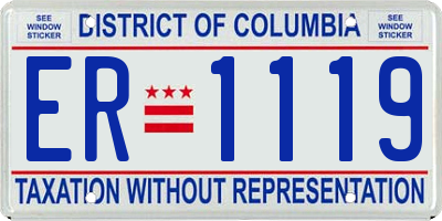 DC license plate ER1119