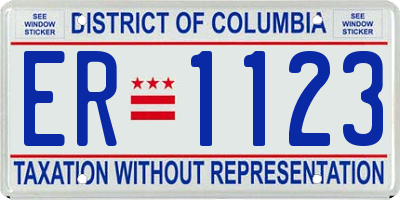 DC license plate ER1123