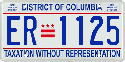 DC license plate ER1125