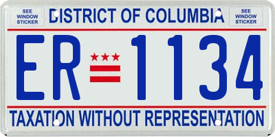 DC license plate ER1134