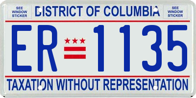 DC license plate ER1135