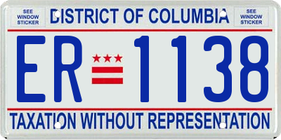 DC license plate ER1138
