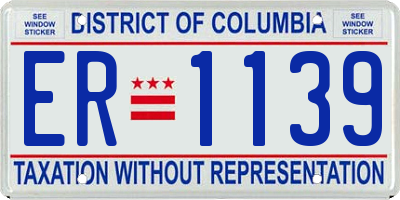 DC license plate ER1139