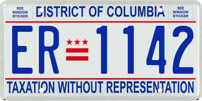 DC license plate ER1142