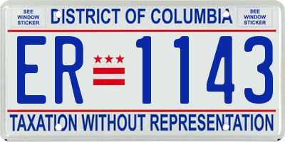 DC license plate ER1143