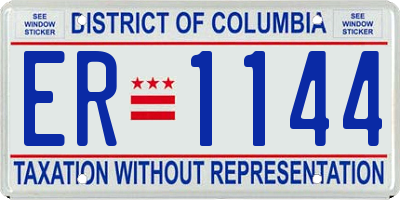 DC license plate ER1144