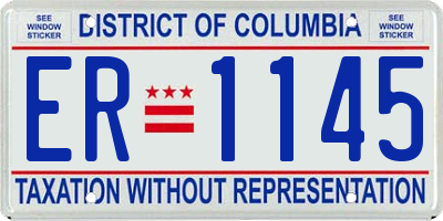 DC license plate ER1145
