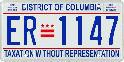 DC license plate ER1147