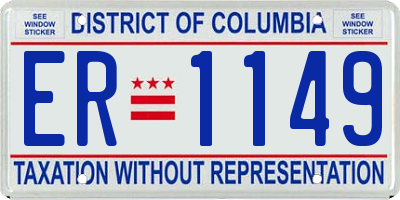 DC license plate ER1149