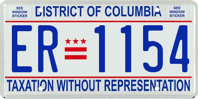 DC license plate ER1154