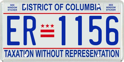 DC license plate ER1156