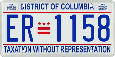 DC license plate ER1158