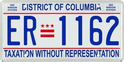 DC license plate ER1162