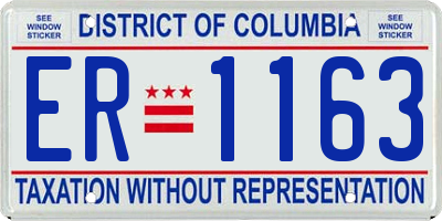 DC license plate ER1163