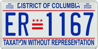 DC license plate ER1167