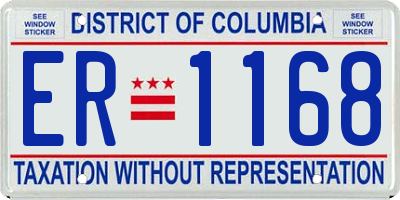DC license plate ER1168