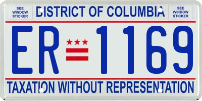 DC license plate ER1169