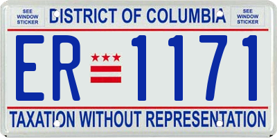 DC license plate ER1171