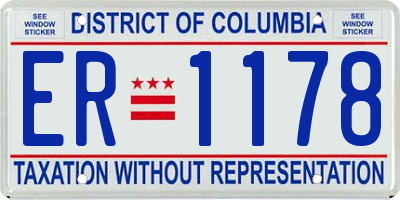 DC license plate ER1178