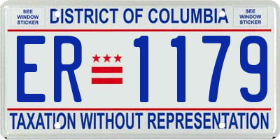 DC license plate ER1179