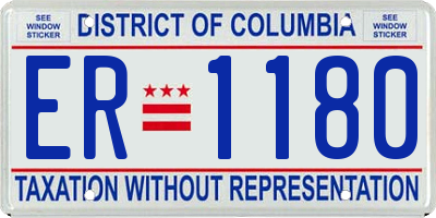 DC license plate ER1180