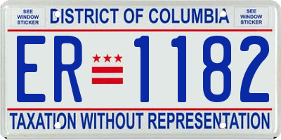 DC license plate ER1182