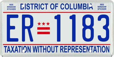 DC license plate ER1183