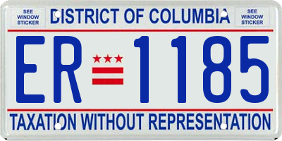 DC license plate ER1185