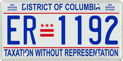 DC license plate ER1192