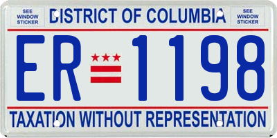 DC license plate ER1198