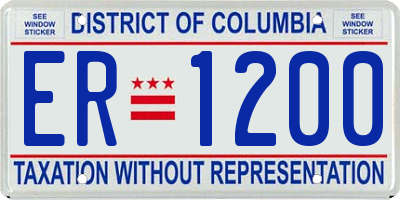 DC license plate ER1200