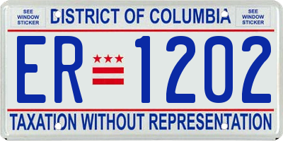 DC license plate ER1202