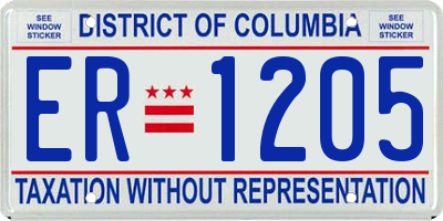 DC license plate ER1205