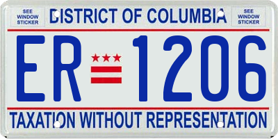 DC license plate ER1206