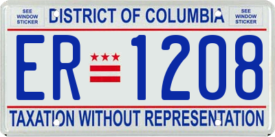 DC license plate ER1208