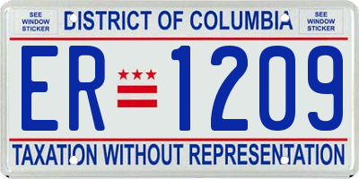 DC license plate ER1209