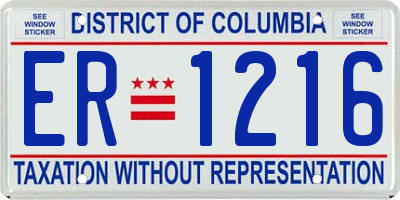 DC license plate ER1216