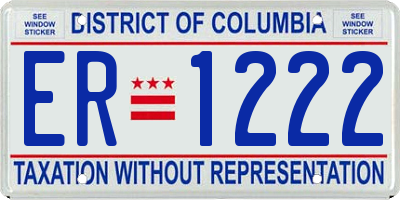 DC license plate ER1222