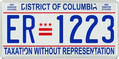 DC license plate ER1223