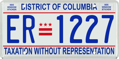 DC license plate ER1227