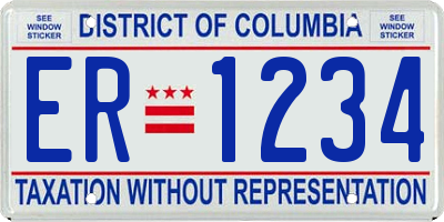 DC license plate ER1234