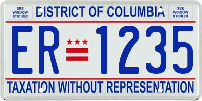 DC license plate ER1235